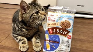 子猫のいつものカリカリにふりかけをかけてみたらｗ