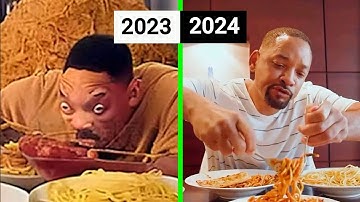 Will Smith eet spaghetti AI-video - (2023 vs. 2024)