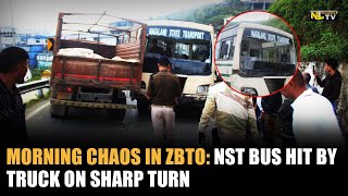 Morning Chaos In Zbto Nst Bus Hit By Truck On Sharp Turn