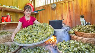Timelapse - 1000 Handmade Sticky Rice Cakes by DAO Tribe | Traditional Wild Leaf Recipe