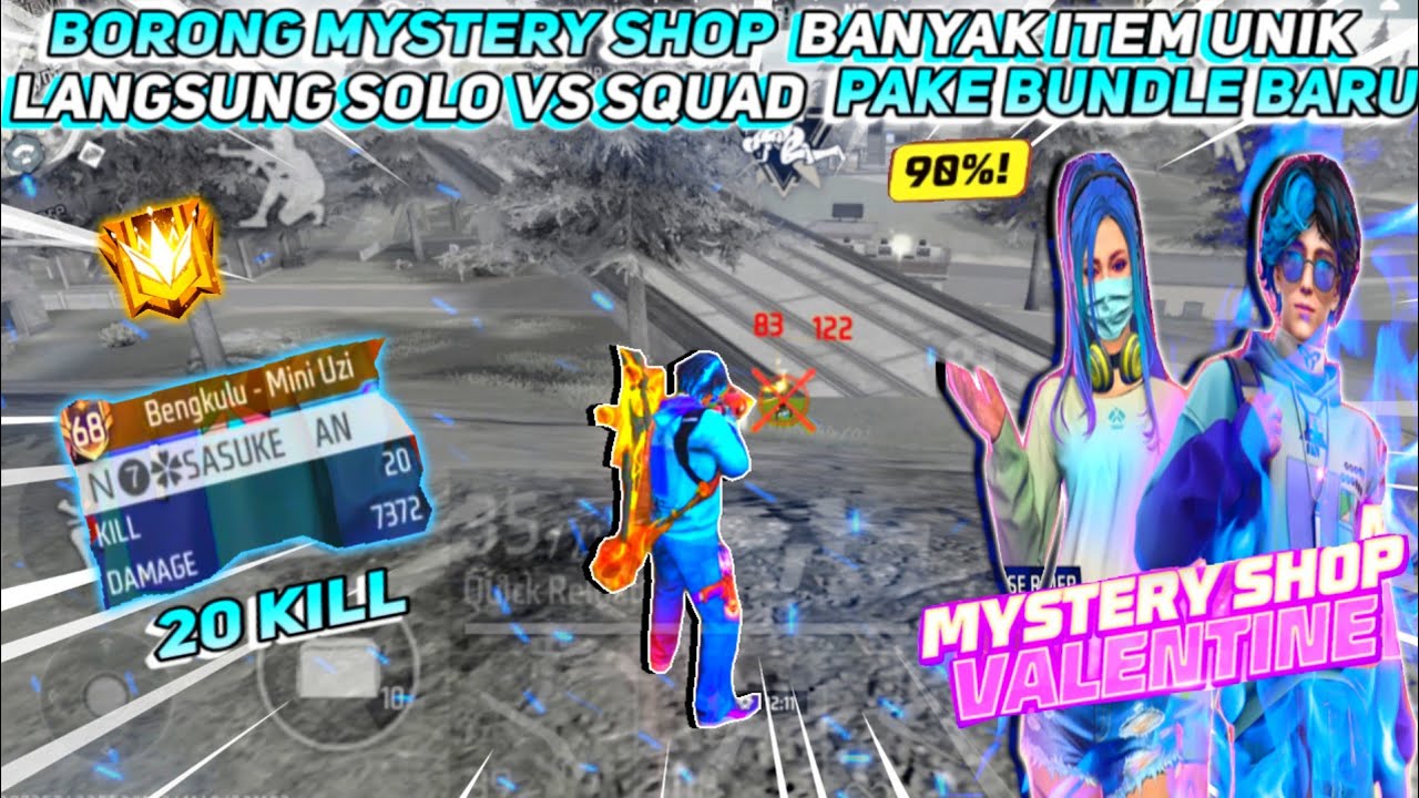20 KILL SOLO VS SQUAD PAKE BUNDLE MYSTERY SHOP VALENTINE BANYAK ITEM ...