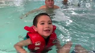 Mac Donald Island Indoor Pool and More. / Isaiah First Swimming lesson.