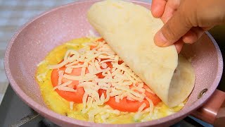 Quick Breakfast in 5 Minutes ❗One Pan Egg Tortilla! Simple and Delicious!
