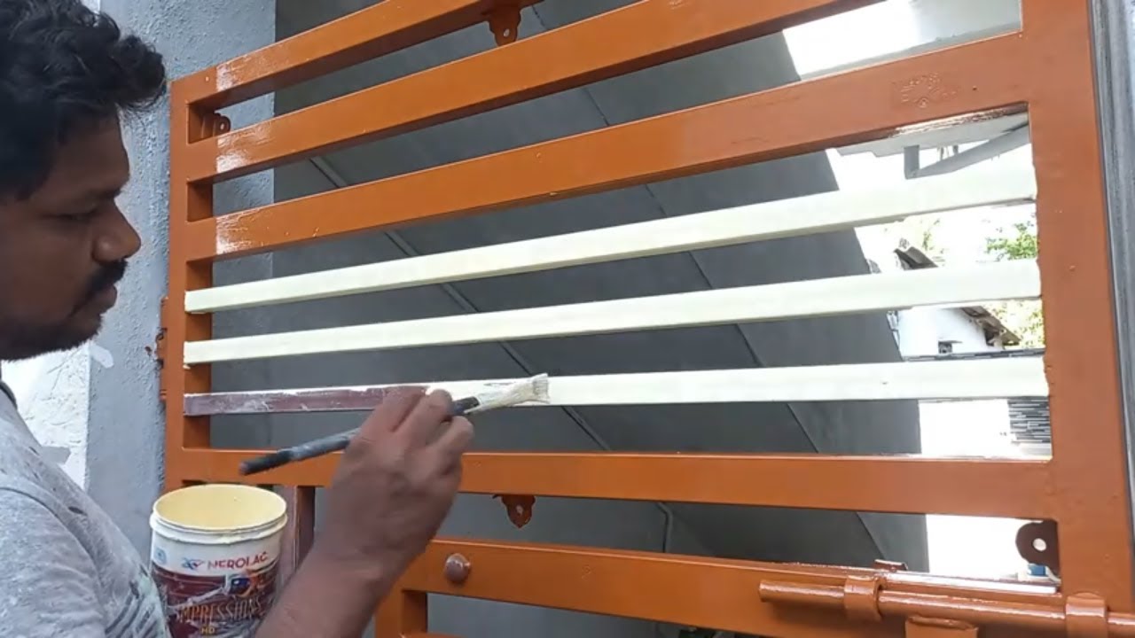 how to paint a gate with brush/how to apply the enamel nerolac golden