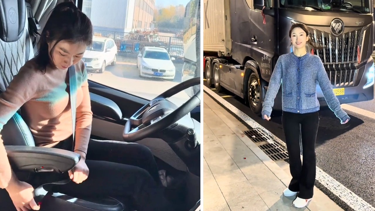 Daily Life on the Road. Female Truck Driver Huishan