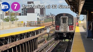 MTA 7 Train action at 33 Street (During Planned Work Hours)