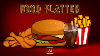 Fast Food Platter - Timelapse - Adobe Illustrator