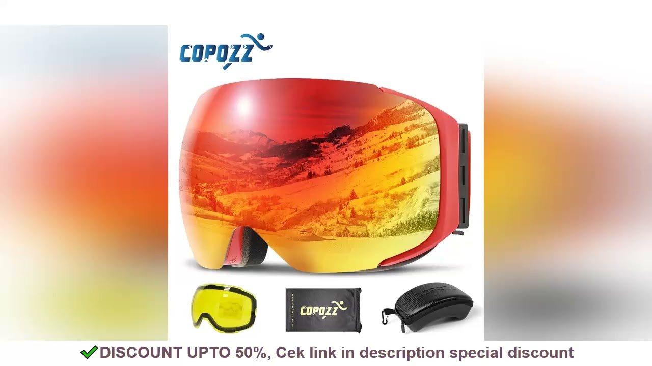 COPOZZ Magnetic Ski Goggles with Quick-Change Lens and Case Set 100% UV400 Protection Anti-fog Snowb