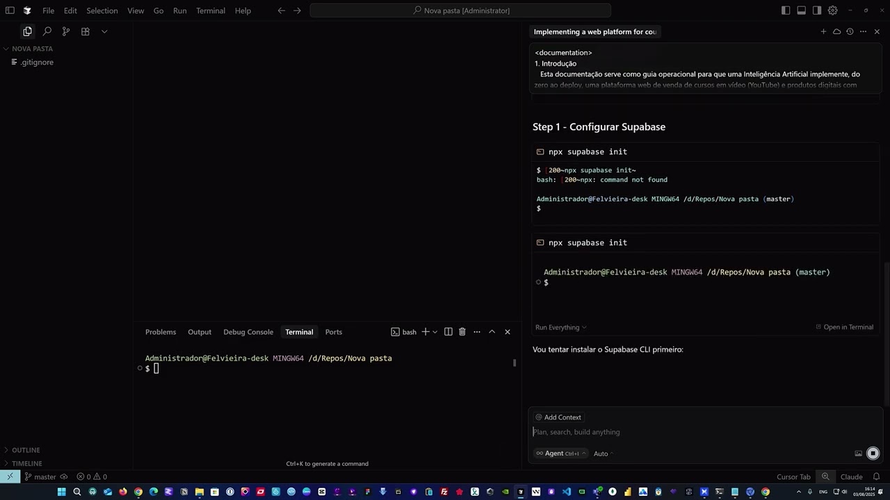 Vibe Coding com Cursor (IA) — Curso Grátis | Do Zero ao Avançado - Colocando o prompt no Cursor #10