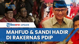 Santer Diisukan Cawapres Ganjar, Sandiaga Uno & Mahfud MD Hadir Rakernas PDIP, Disambut Tepuk Tangan