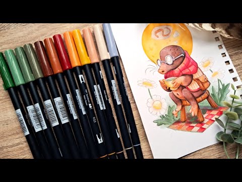 Tombow ABT Dual Brush Pen Set Manga Acuarela Flower – 6 Rotuladores + Pincel Tanque De Agua, Plantillas Y Vídeo Tutorial, Colores Inspirados En La Naturaleza