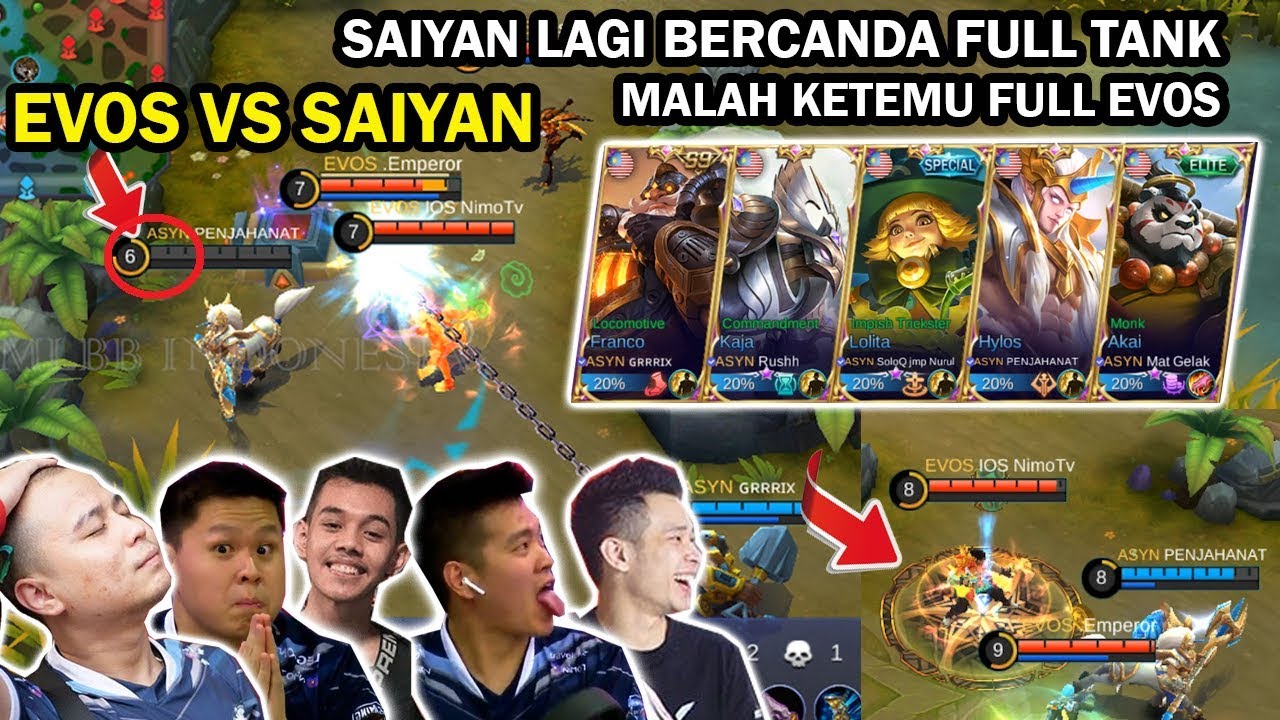 EVOS VS SAIYAN FULL TANK! SAIYAN LAGI BERCANDA FULL TANK MALAH KETEMU FULL EVOS! AMAZING!