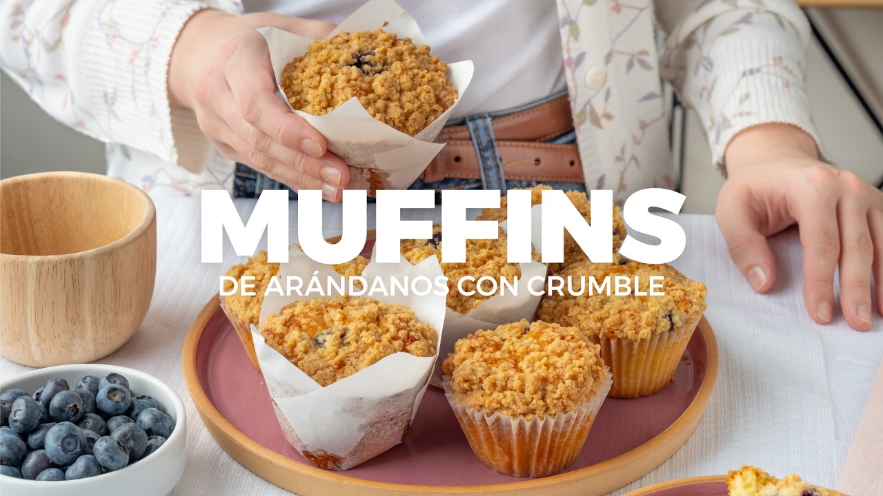Muffins de Arándanos con Crumble | Húmedos y Crocantes