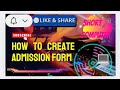 Short Key🗝️ Of Computer How to Make Admission Form In MS Word 2 Tricks एडमिशन फॉर्म बनाना हुआ आसान l
