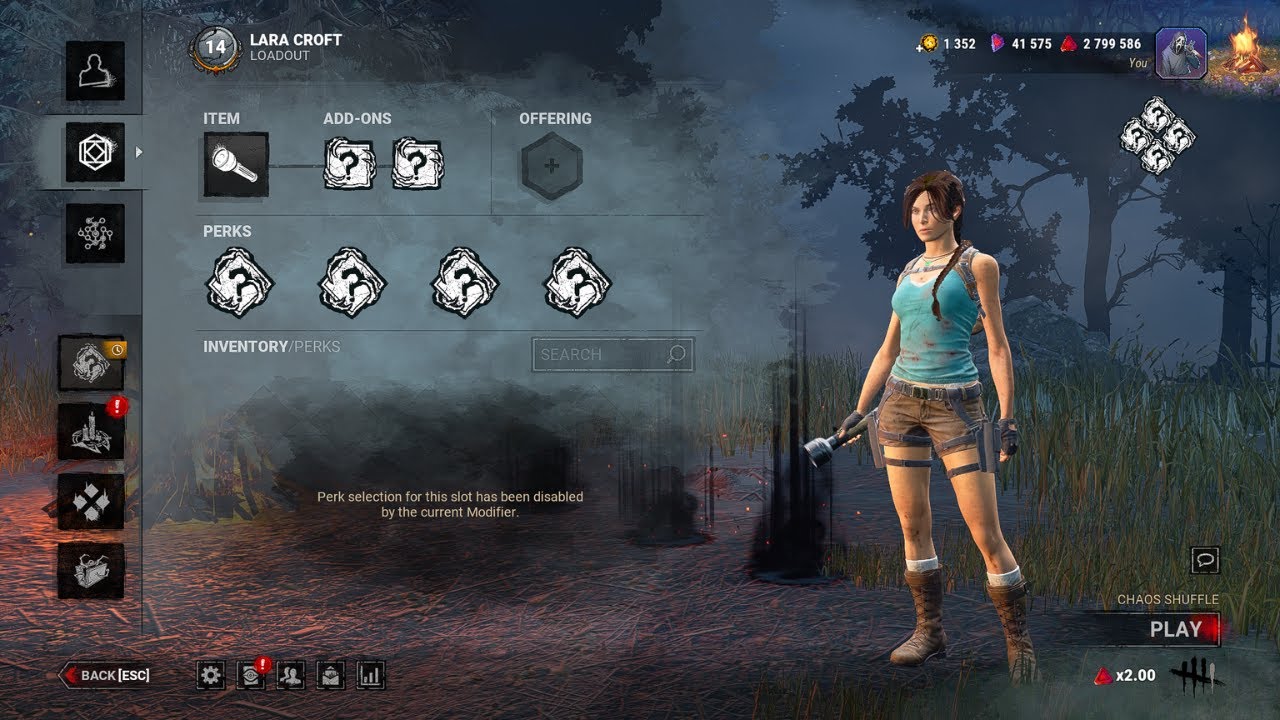 Live Dbd Chaos Shuffle Lara Croft not the Sophie Turner one 