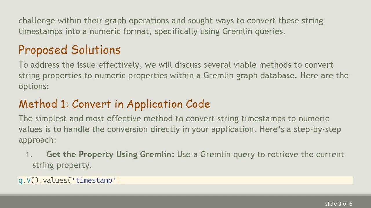 Converting Graph Properties: Transforming String Timestamps to Numeric Types in Gremlin