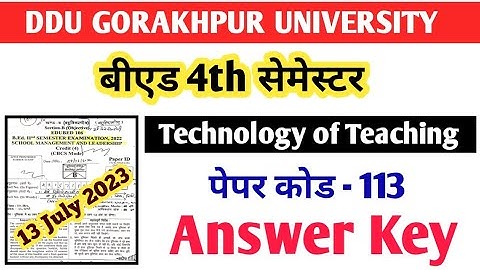 ddu bed 4th semester answer key | 113 answer key | technology of teaching answer key check kare