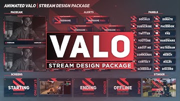 Animated Valorant inspired Twitch Overlay Stream Package for OBS, Streamlabs & StreamElements