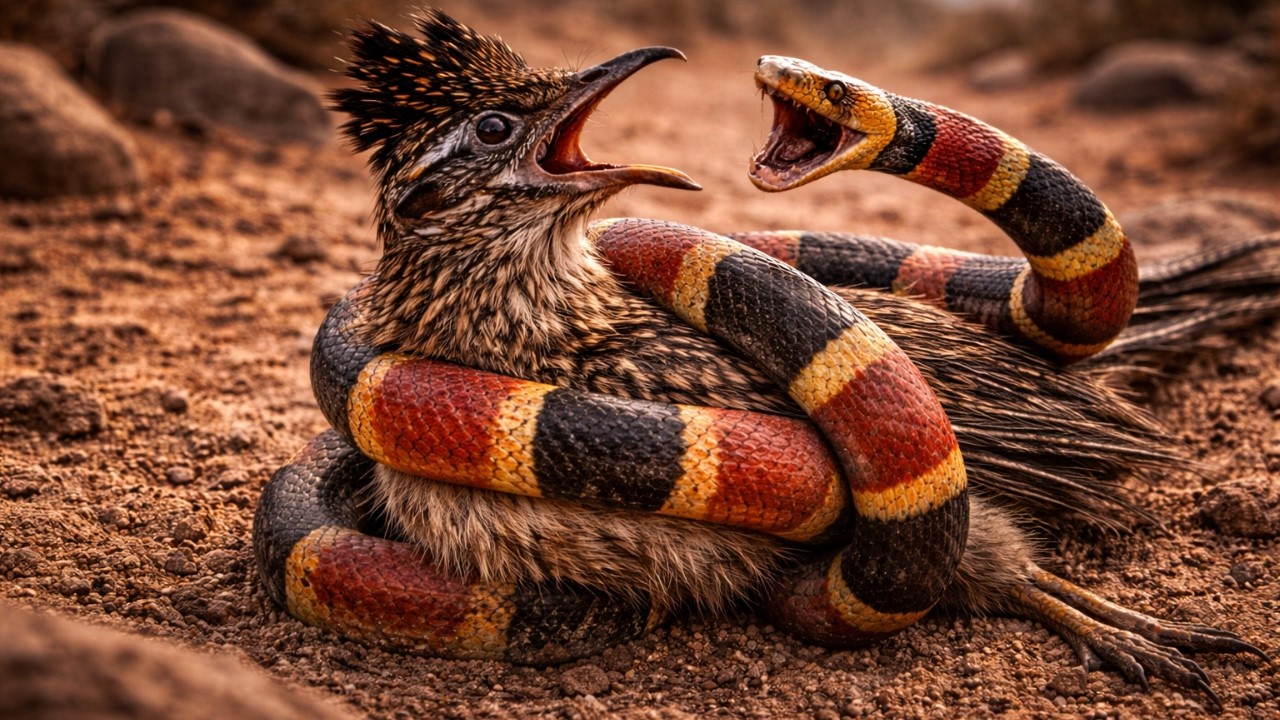 2 Animales SALVAJES Que NO Temen La BATALLA. CORRECAMINOS VS SERPIENTE CORAL