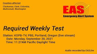 EAS #553: EAS Required Weekly Test- Sep. 20, 2021- 11:27AM PDT