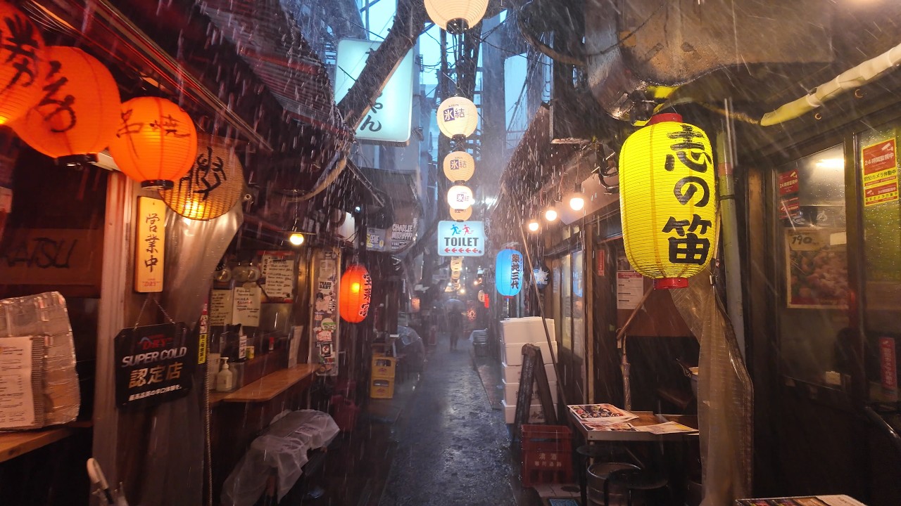 ゲリラ豪雨の新宿・レベル4 大雨危険警報, Japonia | ハイライト | Spacer w Deszczu 4K