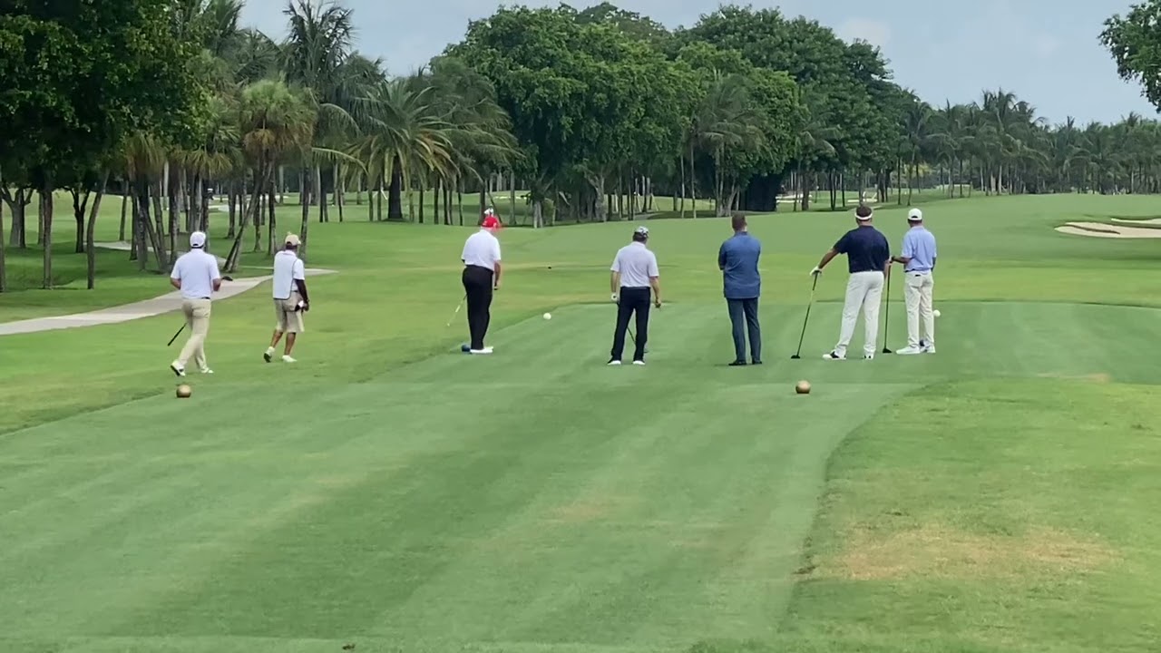 President Trump, on the first tee, at the￼￼￼￼ Blue Monster Trump Doral! ￼￼￼