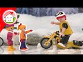 Playmobil Familie Hauser auf dem Eis - Winter Schlittschuh Geschichten mit Anna und Lena