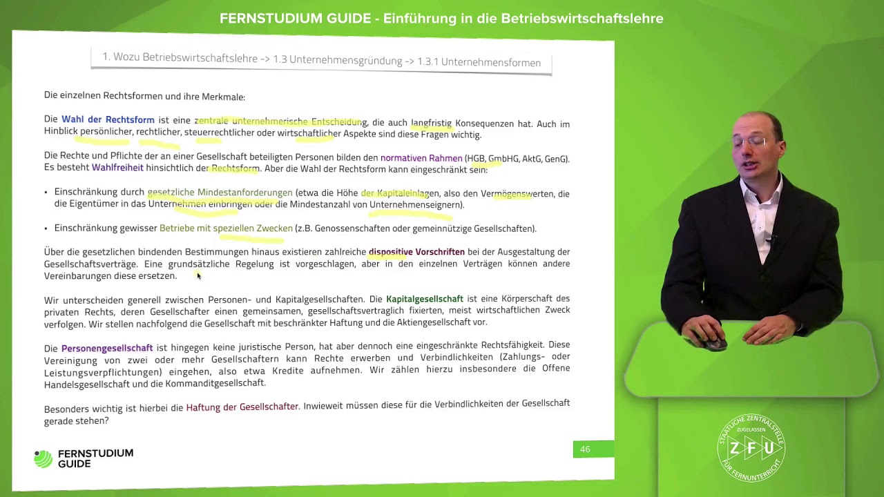 Rechtsformen Von Unternehmen In Deutschland Einfuhrung Bwl Fernuni Hagen 23 Youtube