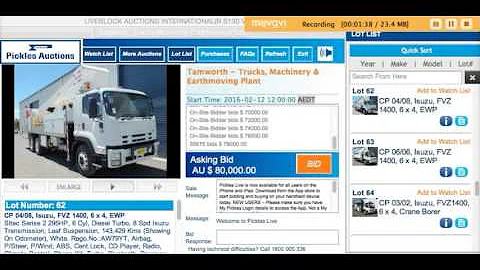 Isuzu FVZ 1400 2008 @ Auction