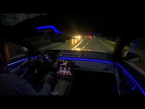 ASMR Highway Driving into the Night (No Talking, No Music) in the Mercedes S-Class