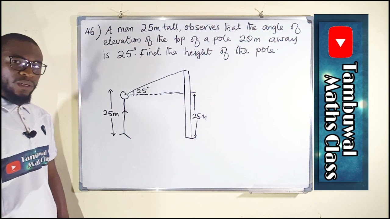 NECO 2020 Question 46 | Angle of Elevation