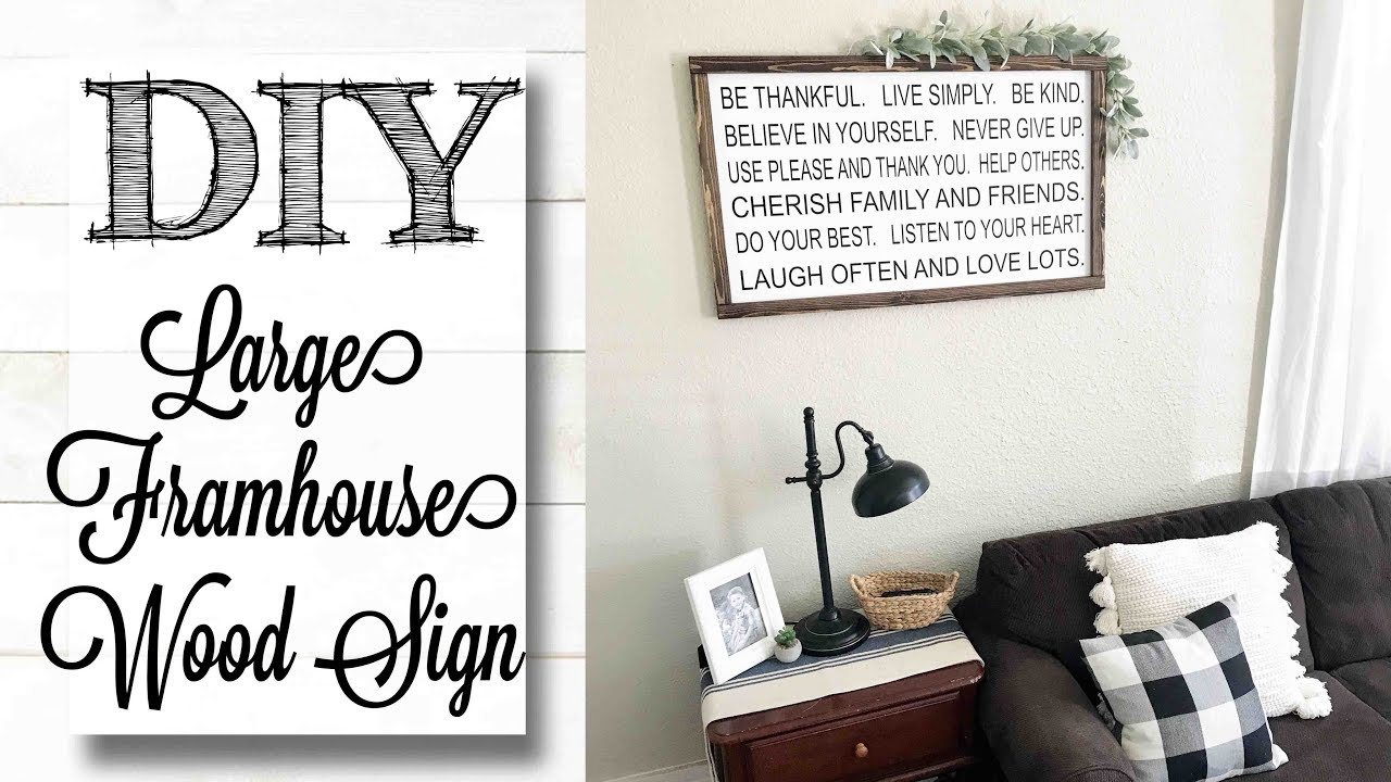 DIY Large Farmhouse Framed Wood Sign YouTube