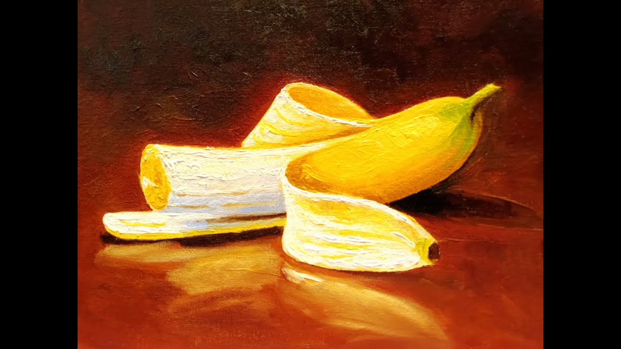 Learn to paint in one week with time-lapse, painting for beginners, how to paint a banana / #art
