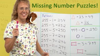 Missing-number puzzles (3rd grade math)