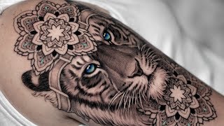 FEMININE TIGER MANDALA TATTOO TIME LAPSE