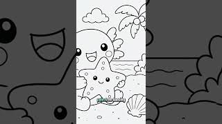 Can You Color This Cute Axolotl Vacation 🏖️ #adultcoloringbook #coloringtherapy #coloringcommunity