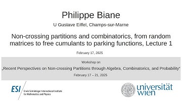 Philippe Biane - Non-crossing partitions and combinatorics, from random matrices to free..., Part 1