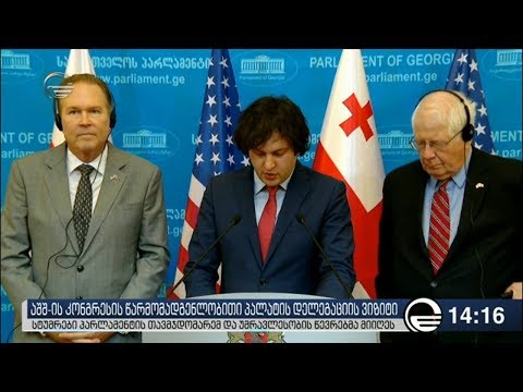 აშშ-ის კონგრესის წარმომადგენლები საპარლამენტო უმრავლესობას და ოპოზიციას შეხვდნენ