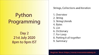 Python Programming in Hindi | Day 2 | Strings | Collections | Iterations