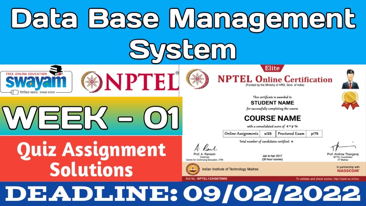 nptel database management system assignment 1 answers 2022
