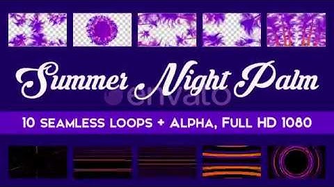 Summer Night Palm Vj Loops Pack Motion Graphics