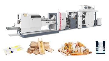 High Speed Flat and Satchel Paper Bag Making Machine with Plastic Window and Inline Printing