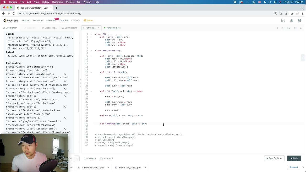 Leetcode 1472. Design Browser History - YouTube