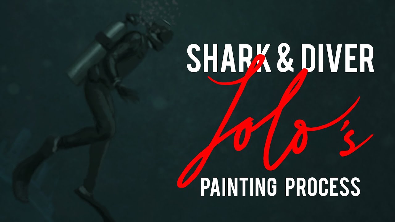 Shark & Diver Painting Process with music by Radiohead
