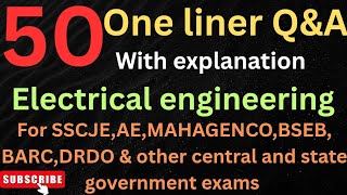Electrical engineering questions and answers/important questions for SSCJE,AE,BARC,DRDO & PSU exams