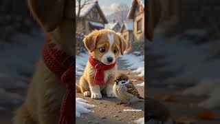 🐶 Bruno Saved a Tiny Sparrow 🐦❤️ | Studio Ghibli ASMR Story #shorts