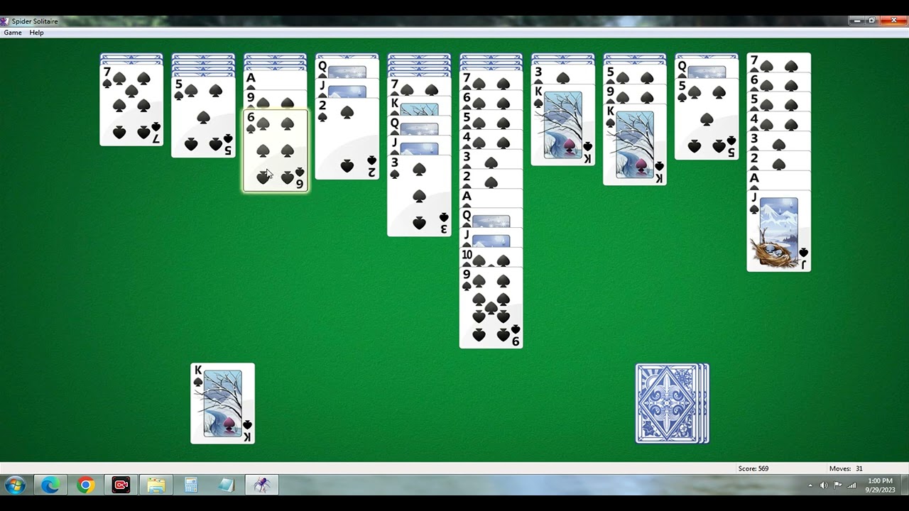 Spider solitaire (one suit) - no commentary