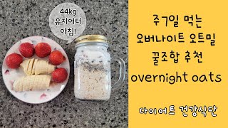 44kg 유지어터 🍯 진짜 맛나는 오버나이트 오트밀 꿀조합 🍯 오트밀레시피💕5분완성 건강한 아침식단