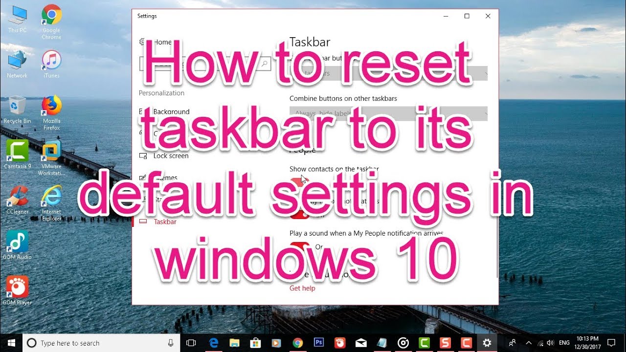 restore default taskbar settings