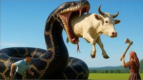 Brave Rescue Team Saves Frightened Cow from Giant Python Attack in the Quiet Meadow 🐍🐄